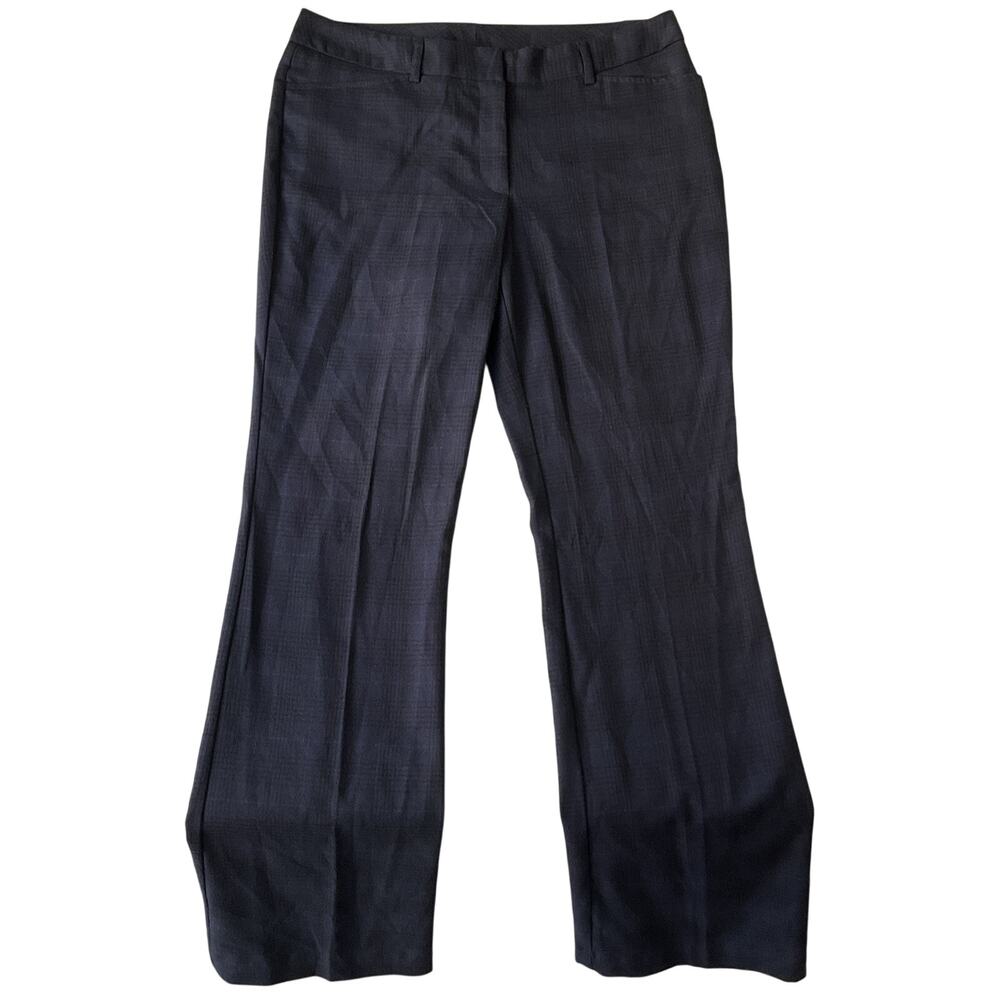 Worthington Women Dress Pants Size 8 Navy Plaid 33" Inseam Rayon Modern Fit Tall
